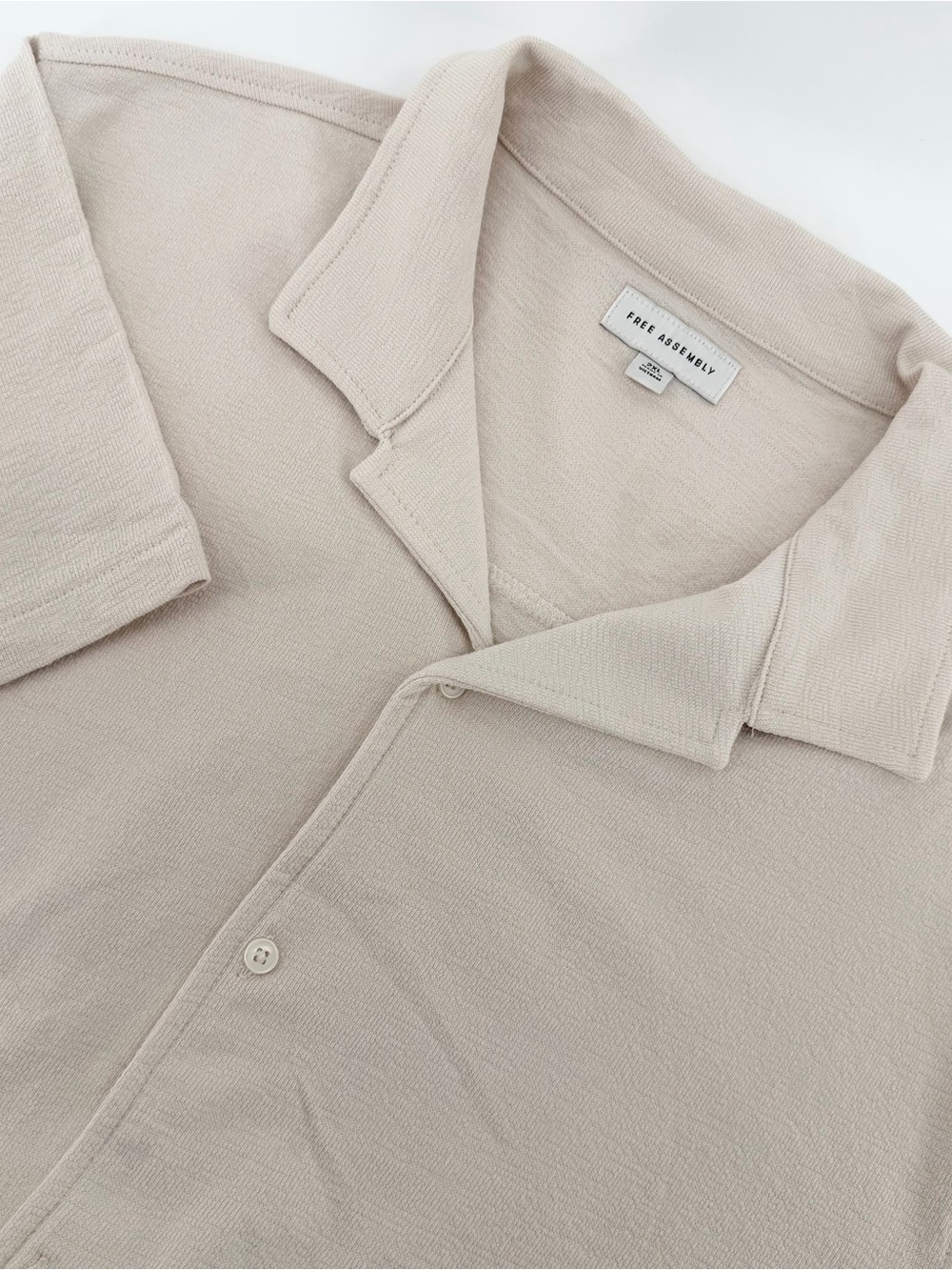 Free Assembly Men's NWT Almond Textured Cotton Camp Shirt 2XL Gorpcore Coastal